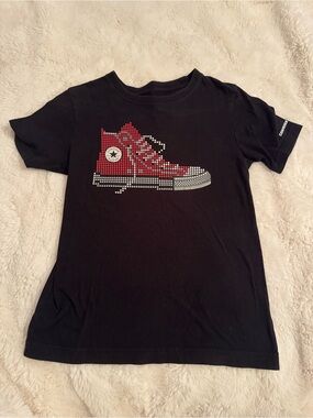 Converse Black Baby Tee with Red Sneaker Graphic